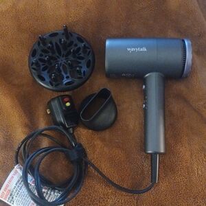 Wavytalk Compact Black Travel Hair Dryer with Diffuser & Nozzle
